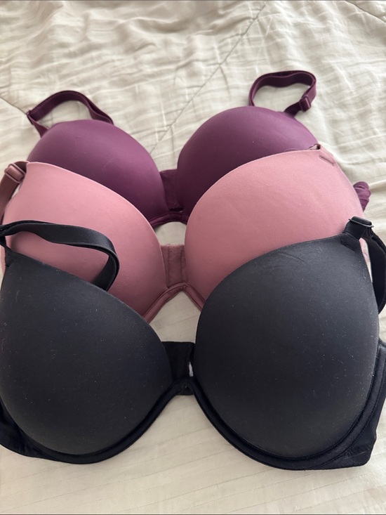 PINK Victoria's Secret Other - Victoria’s Secret Pink Everyday Seamless T-Shirt Bra - Black, Dusty Rose & Plum